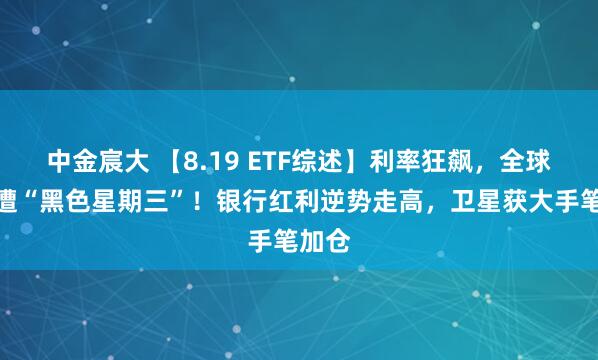 中金宸大 【8.19 ETF综述】利率狂飙，全球科技遭“黑色星期三”！银行红利逆势走高，卫星获大手笔加仓